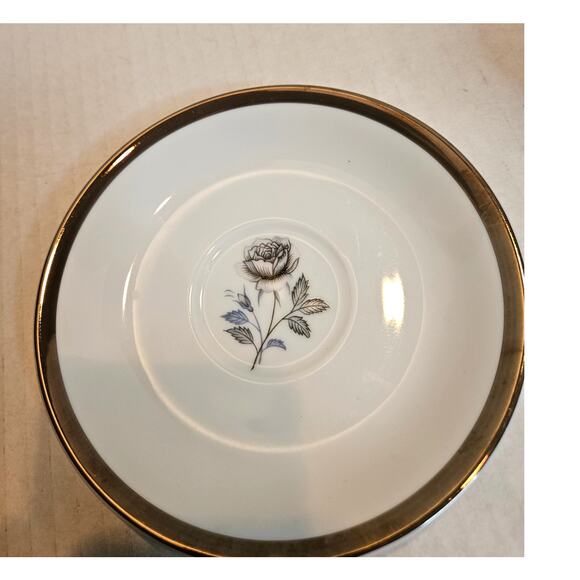 Teacup and Saucer Royal Song Fine China "Moonlight Rose" 1960's Black Gray Rose - Picture 5 of 10